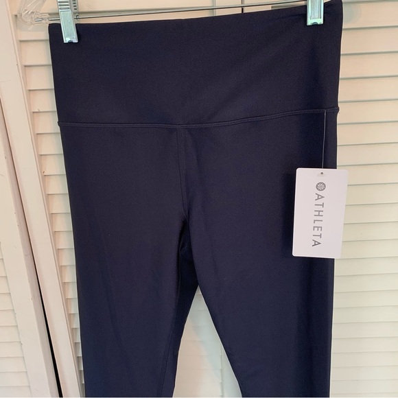NWT Athleta Elation Sheen Tight Legging Stretch Navy Blue Womens S Tall MSRP $99 - Picture 2 of 12